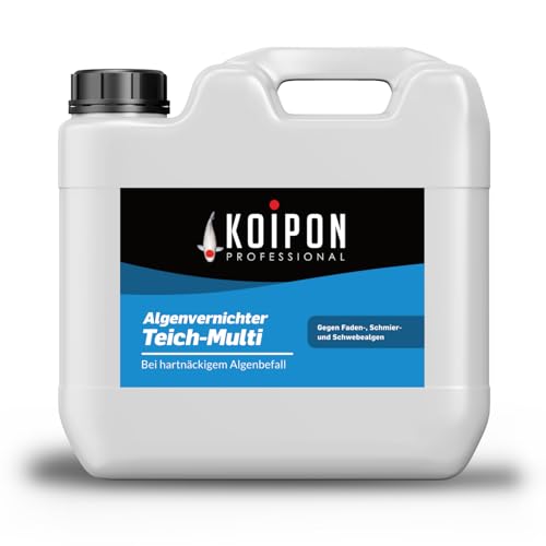 KOIPON Algenvernichter Teich-Multi 5L, Gegen Faden-, Schmier- und Schwebealgen im Gartenteich, Vernichtet schnell & wirksam hartnäckige Algen