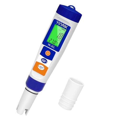 YINMIK Pool Messgerät Chlor und pH, Chlor Messgerät Pool Digital, Salzgehalt Messgerät, pH EC Messgerät Grow, 7 in 1 pH Salz Chlor ORP EC TDS Temperatur Tester für Hydrokultur Aquarien Trinkwasser