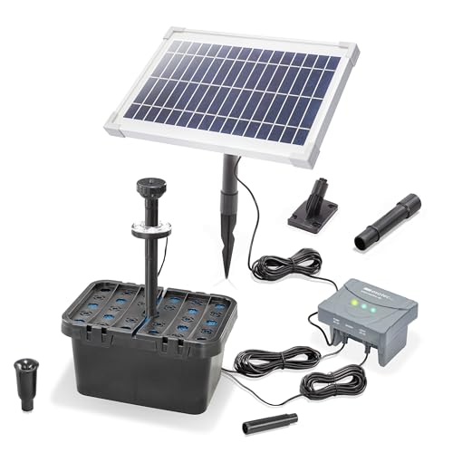 esotec Solar Teichfilterset Profi 8/400 LED | Teichfilter Komplettset mit Pumpe | LiFePo4 Akku | Solarmodul | Solar Teichpumpe für Außen | Mehrstufige Filterung für Gartenteich 100951