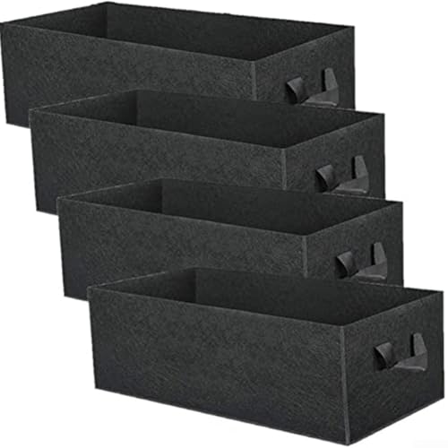 Rechteckige Filz-Pflanztasche, Vliesstoff, Wachstumsbeutel, verdickter Gemüse-Pflanzenbehälter mit Griffen, 4 Stück (40 x 30 x 20)