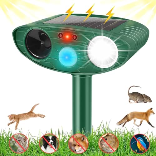 Katzenschreck für Garten Ultraschall Wasserdicht mit LED-Blitz und PIR-Bewegungssensor Katzenschreck für Garten Tierabwehr wirksam gegen Animal Scarer Katzen, Hunde, Füchse,Ratten,Marder
