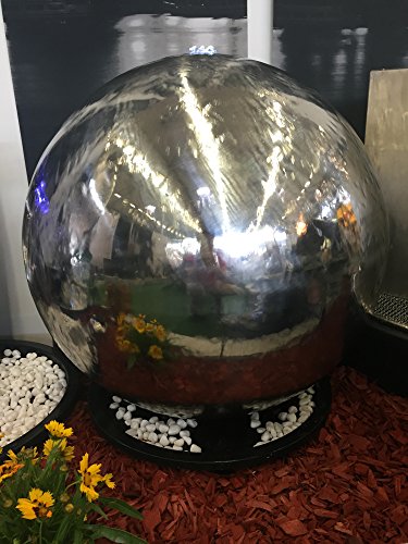 Köhko 60 cm Kugelbrunnen Hochglanz poliert 21012 aus Edelstahl mit LED-Beleuchtung