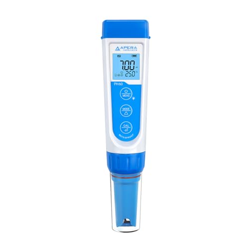Apera Instruments PH60 Premium pH-Meter (Genauigkeit pH ±0,01, Messbereich pH -2,0-14,0, austauschbare Elektrode, wasserfest, Temperaturanzeige), Standard Glaselektrode