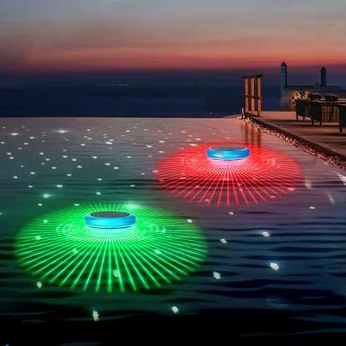 morxinle Solar Poolbeleuchtung,Schwimmende Solarleuchten mit Farbwechsel,Wasserdichte Teichbeleuchtung für Garten Deko,Unterwasser LED Licht für Schwimmbad,Pool,Teich,Brunnen,Wasserparks (2, RGB)