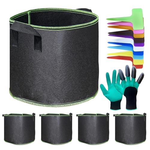 Aimeke 5X 30L Pflanzsack aus Vlies Stoff 7 Gallonen Pflanzsäcke Kartoffeln Pflanztaschen Kartoffelsack mit Griffe Pflanzbeutel Wachstumstasche Pflanzgefäße für Draussen, Tomaten, Pflanzen