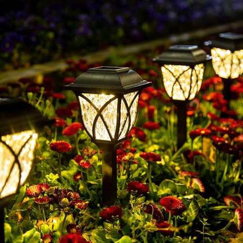GIGALUMI Solarlampen für außen, 6 Stück LED Solar Gartenleuchten, solarbetriebene Lichter für Garten, Terrasse, Balkon, Landschaft, Gehweg, Pfad (Warmweiß)
