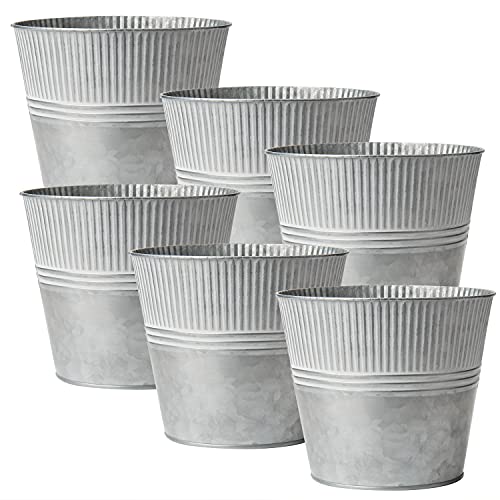 6er Set Blumentöpfe aus verzinktem Stahl perfekt für Moderne Dekoration und Pflanztöpfe, Dekorativen Zink Töpfen drinnen und draußen