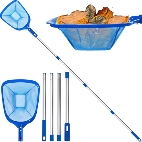4BAOHUI 200cm Pool Kescher, Poolkescher Feinmaschig mit Teleskopstange, Poolreinigung Pool Kescher Feinmaschig, Teichkescher für Schwimmbad, Teich, Algen & Bestway Pool, Planschbecken, Whirlpool