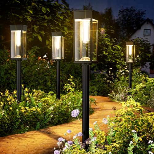 Solarlampen für Außen Garten, Garten Solarleuchten 6 Stücke IP65 Wassserdicht, Solar Gartenleuchten mit Längere Arbeitzeit, Extrem Helle Solar Garten Deko für Balkon Terrase Outdoor warmes Weiß