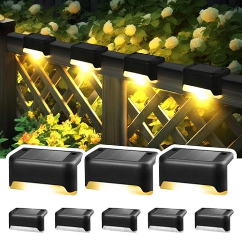 Solpex Solarleuchten für außen, 8 Stück Schwarz Solarleuchte Garten, Treppenlicht, wasserdicht, LED Beleuchtung für Außentreppe, Stufen, Zaun, Hof, Terrasse, Dachrinne, Weg, Dekoration, (Warmweiß)