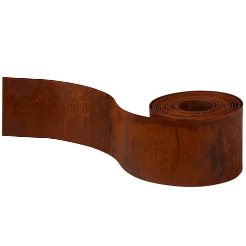 UNUS® Beeteinfassung aus echtem Rost Metall 20 cm x 5 m - rostige Rasenkante für Garten Beetbegrenzung Wegbegrenzung - Flexible Gartenkante wetterfest bereits rostig geliefert