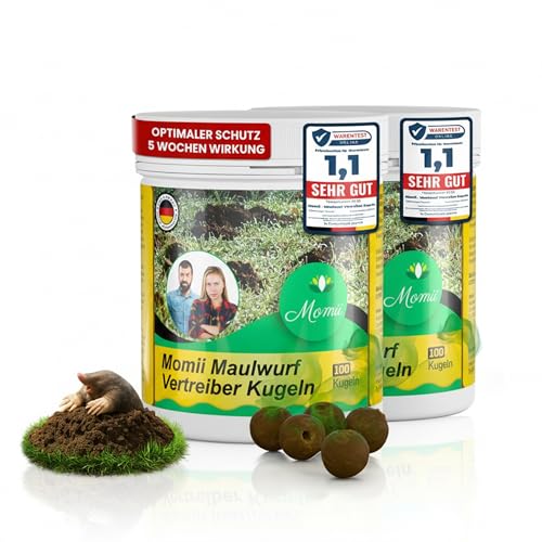 Momii Maulwurf Vertreiber-Kugeln mit Sofort- und Langzeitwirkung effektives Mittel gegen Maulwürfe 1 (2er Pack)