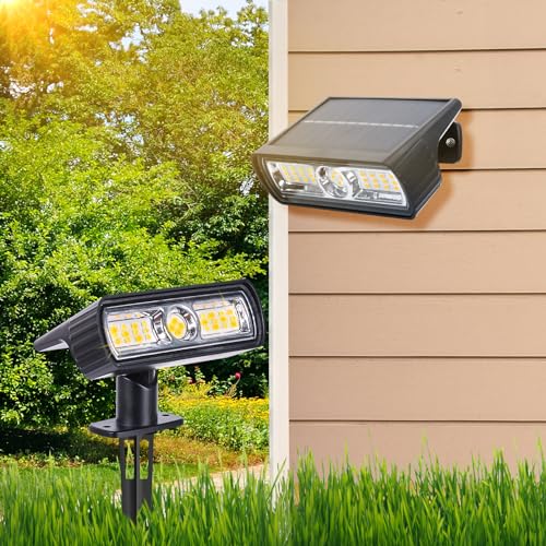 Moxled Solarlampen für Außen Garten, 3000K Warmweiß Solar Strahler 1 Stück, IP65 Wasserdicht Gartenleuchten, 2 Helligkeitsmodi Solarleuchten für Außen Garten, Hof, Gehweg