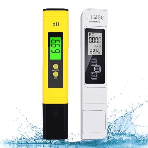 PH Messgerät + TDS Messgerät Set,Digitales TDS/EC-Temperaturmessgerät PH-Tester 4-in-1-Set,Wasserqualitätstest TDS-Messgerät PH Meter, für Trinkwasser, Schwimmbad, Aquarium,Labor