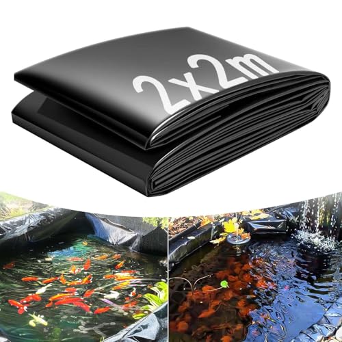 alouweekuky 2x2m Teichfolie, Teichfolien 0.2mm Stärke, Fischteichfolie Wasserfall Teich Folie Teichplane für Gartenteich, teichbecken, Brunnen