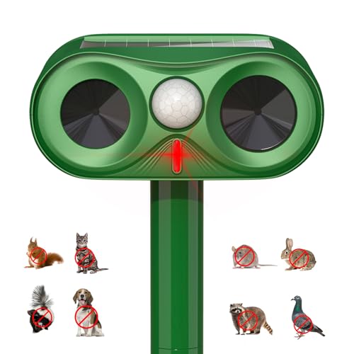 Katzenschreck Ultraschall, Upgrade 2025 Katzenabwehr Solar Ultraschall Tiervertreiber, Katzenabwehr Garten mit PIR Bewegungssensor, Katzenschreck für Garten, Wirksam gegen Katzen, Hunde, Mäse, Marder
