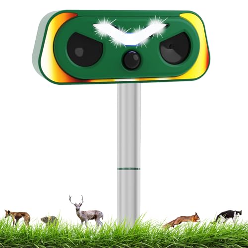 Katzenschreck Ultraschall, Solar Tiervertreiber Katzenvertreiber Wasserdicht, Ultraschall Tierabwehr mit Bewegungsmelder für Garten Waschbären Hunde Vögel Schädlinge