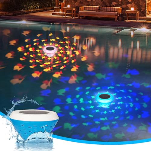 Poolbeleuchtun Solar,Fischmuster Schwimmende pool licht mit RGB Farbwechsel,Wasserdichte Solar Pool Lichter für Pool Zubehör,Pool Lichter die für Schwimmbad,Teich,Spa,Hot Tub schwimmen (2, RGB)