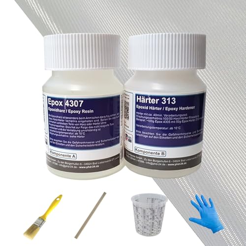 DD Composite Reparatursets Epoxidharz mit Härter, Glasfilamentgewebe und Zubehör für Auto, Boot, Modellbau, Epoxidharz Reparatursets:0.15kg + 0.5m²