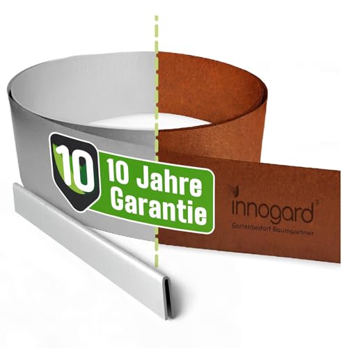 innogard 6012-003 – Rasenkantenband – aus Corten-Stahl – Höhe 20 cm, Rost-Garten-Deko – Beet-Begrenzung mit 5 m Länge