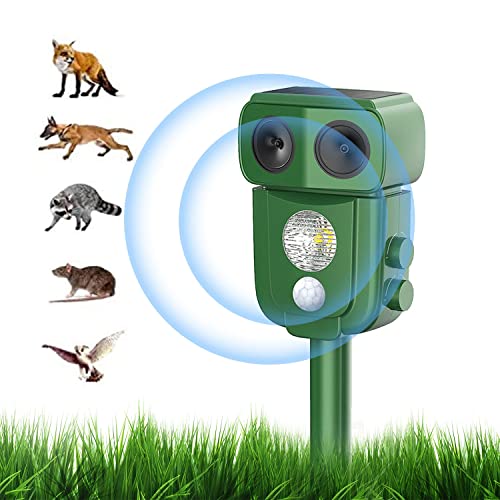 katzenabwehr Tiervertreiber Ultraschall Solar,Starkes Blinken + Akustischer Alarm Tierabwehr,Outdoor Repeller für Tiere mit Blinkender LED,wasserdichtfür Draußen in Rasenflächen und Gärten