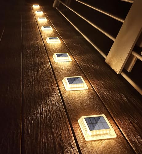 Lacasa Solar Bodenleuchten Aussen, 8 Stück Solarleuchten für Außen Warmweiß 2700K, 30LM Solarlampen LED Wegeleuchten IP68 Wasserdicht Auto ON/OFF Solar Gartenleuchten für Garten Rasen Terrasse Hof