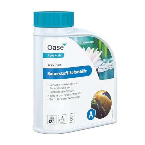 OASE 43153 AquaActiv OxyPlus Sauerstoffsoforthilfe Wasserpflege 500 ml - langanhaltender Wasseraufbereiter mit Depotwirkung zur Erhöhung von Sauerstoff im Schwimmteich Gartenteich Koiteich Fischteich