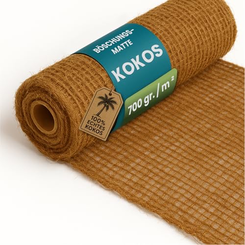 TeichVision Böschungsmatte Kokos 1,0 m breit – Verschiedene Längen/Kokosmatte als Ufermatte Teich/Böschungsmatte Hang/Kokosfasermatte 700 gr. /m ² (5 m)