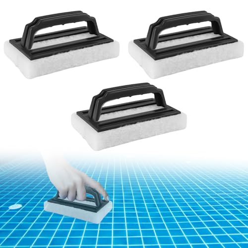 3 Stück Pool Schwamm, Pool Schwamm Bürsten Poolreinigung Handschrubber Pool Randreiniger Poolschwamm Poolbürste Pool Schwamm Schwimmbad Bürste mit Griff Schwamm Geeignet zum Reinigen, Schwarz