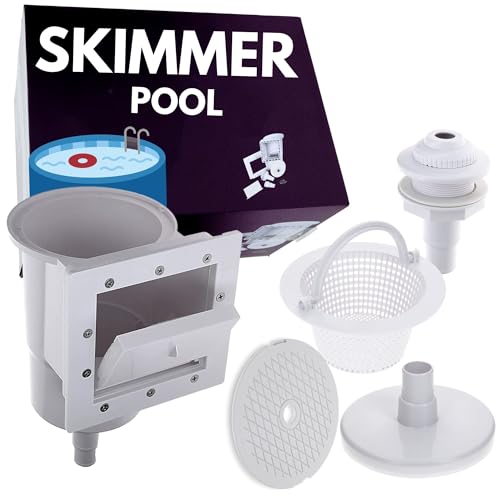Amapool Einbauskimmer Set I Pool Skimmer Set I Standard Skimmer Set Komplettset mit Einlaufdüse I Universal Ersatzteil für Standardaufstellpools