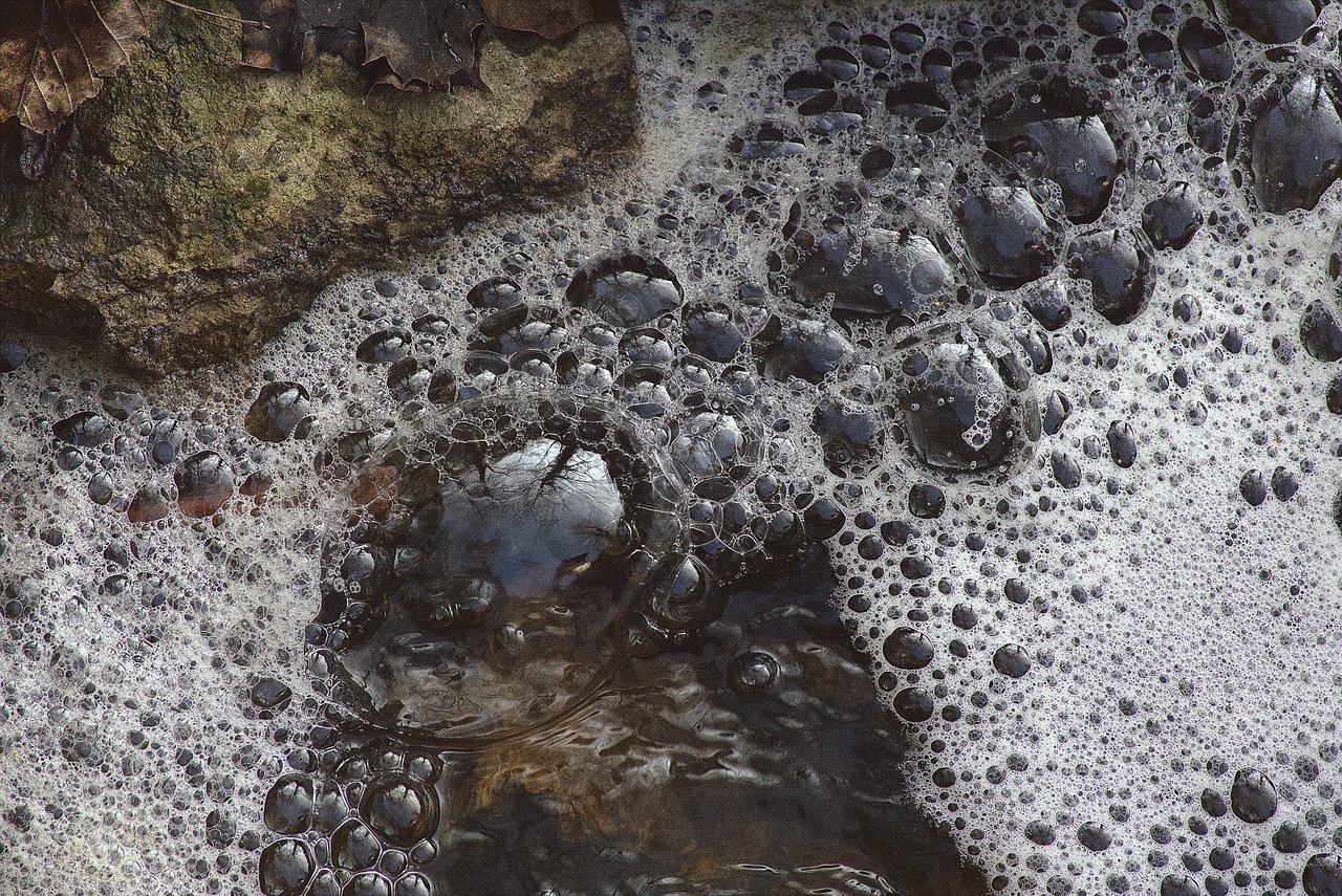 Natürlich gebildeter Schaum am Teich