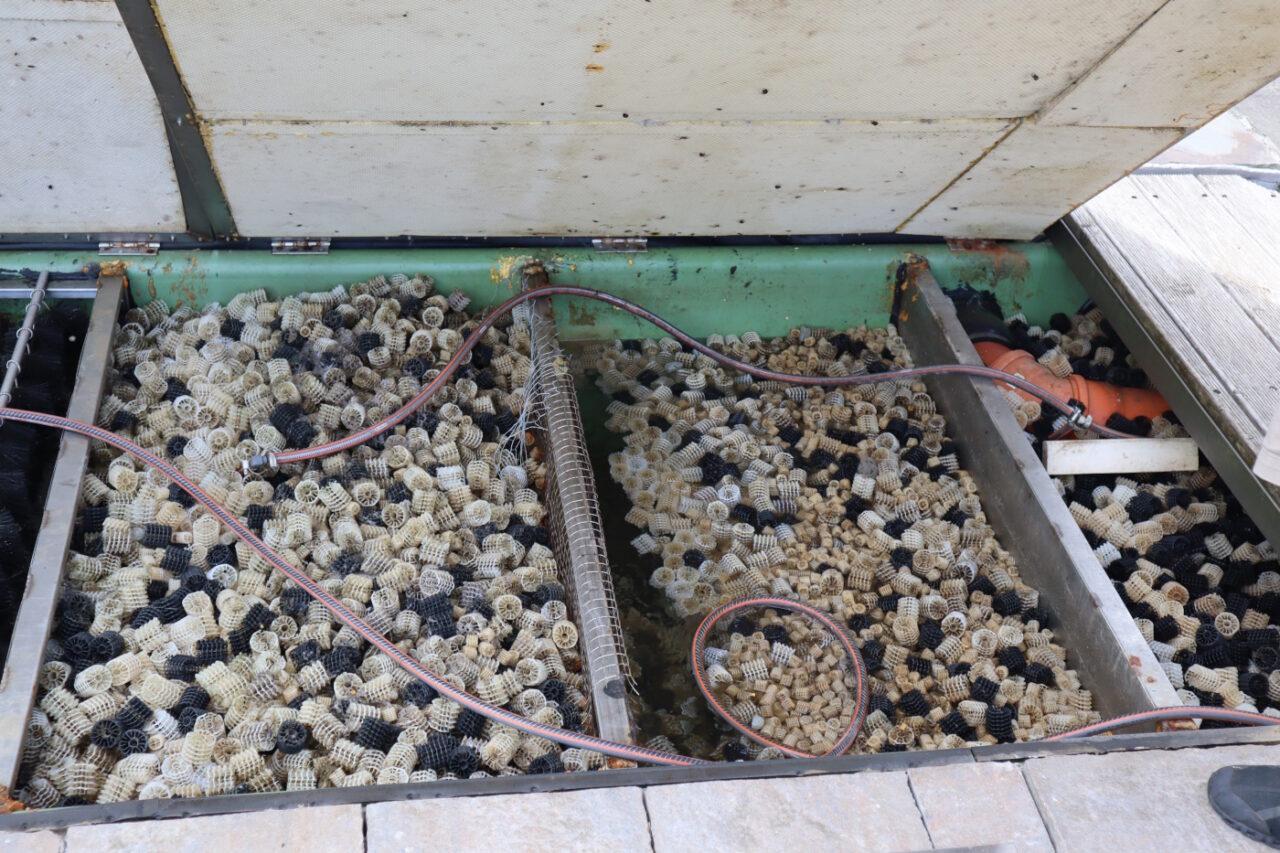 Filteranlage im Koiteich - Biofilterkammer