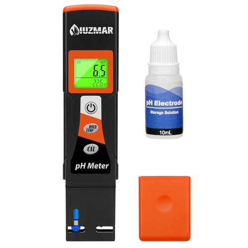 UIUZMAR Digitales pH-Meter für Wasser, genauer pH-Tester mit zusätzlicher Temperaturanzeige, hervorragend stabiler pH-Leser zur Überprüfung von Aquarienwasser, Hydrokultur-Nährstoffen, Whirlpools