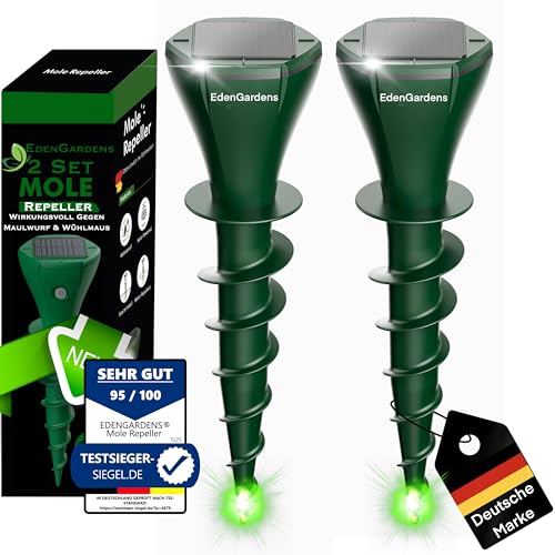 EdenGardens 2er Pack SOLAR MOLE Repeller Maulwurf Vertreiber bestes Mittel gegen Wühlmäuse & Maulwurf - Maulwurfschreck Maulwurf vertreiben