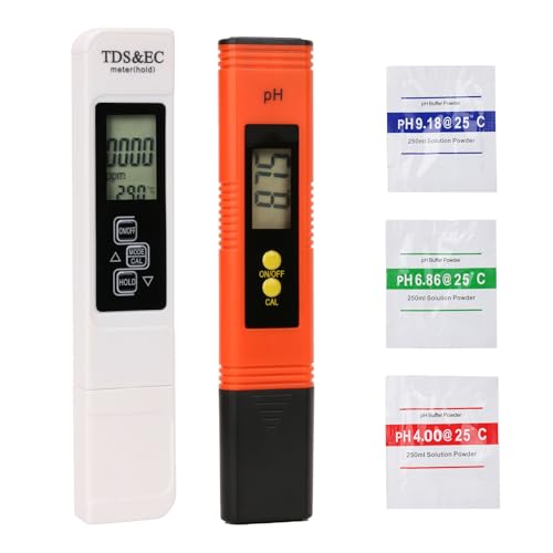 4in1 Wasserqualität Tester Set – Digitales TDS EC Temperatur & pH Messgerät mit LCD & Hintergrundbeleuchtung – PH EC TDS Wasserprüfgerät für Trinkwasser, Pool, Aquarium, Hydrokultur