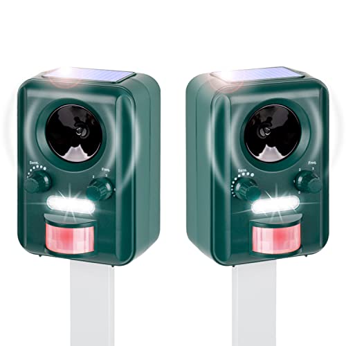 2 x Sparpack - VOSS Sonic 2000 | Ultraschall Abwehr & Tier-Vertreiber mit Solar, Blitz, Akku | Katzenschreck, Hundeschreck, Marderschreck | Deutscher Hersteller