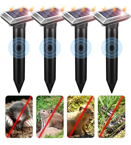 Im Freien und in Innenräumen Solar Maulwurfschreck, Maulwurf vertreiber,Um wühlmäuse zu vertreiben 4 Stück,Ultraschall Maulwurfschreck für Vertreiben Wühlmäuse,wühlmäuse vertreiben,Maulwürfe