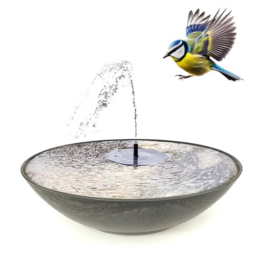 matches21 HOME & HOBBY Solar-Brunnen Set für draußen - 45 cm Schale schwarz als Garten-Brunnen Spring-Brunnen