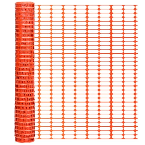 Fiqops Begrenzungszaun,1x50m Mobiler Zaun ,Hundezaun Garten für Hühner und Haustiere,Hihnerzaun Kann Geschnitten Werden,Steckzaun für Hunde aus HDPE,Geflügelzaun Orange
