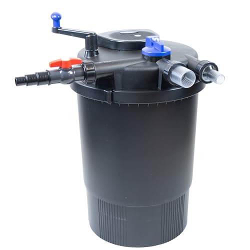 Pondlife CPF-30000 Druckteichfilter UVC 55 Watt, für Teiche bis 60000 Liter, Teichfilter mit Rückspülfunktion, 12000 L/h Fördermenge