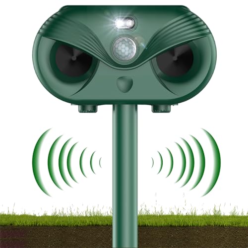 Katzenschreck Ultraschall, 4 Modi Solar Tiervertreiber Marderschreck, Katzenvertreiber Ultraschall Wasserdicht mit Bewegungsmelder Blinklicht für Garten Katzen Hunde Vögel Füchse IP54 Wasserdicht