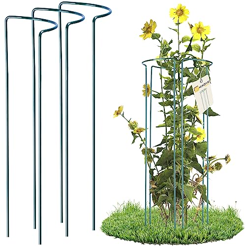 KADAX Pflanzenhalter, 3 Stück, Pflanzenstütze aus Stahl, halbrunde Rankhilfe für Pflanzen, Garten, wetterfester Blumenhalter, Staudenhalter, Strauchstütze, Blumenstütze, freistehend (Höhe: 60 cm)