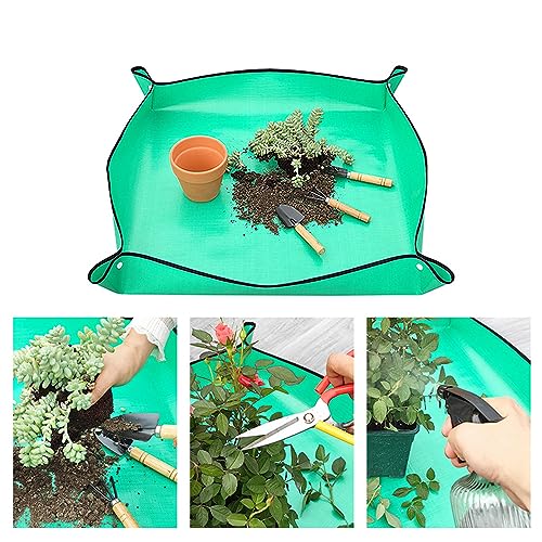 2Pcs Pflanzmatte Umtopfmatte Kunststoffwanne 100x100 - Pflanzunterlage Gartenarbeitsmatte Faltbar wasserdichte Gartenmatte, Gartenarbeitsunterlage für Pflanzen Garten Sämling Umtopf