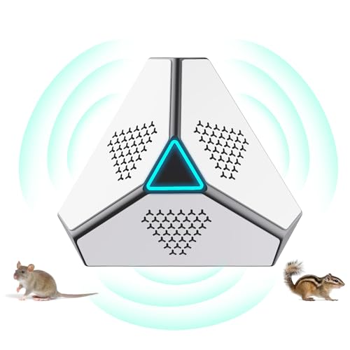 Mäuseabwehr & Ameisen Abwehr mit Ultraschall, Ultraschall Maus und Ratten 360°,Gerät Ultraschall Maus Mit Stroboskoplichtern und PIR, für Nagetiere, Mäuse, Eichhörnchen, Spinnen, Plötze