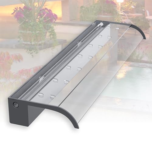 LONGRUNNEW Teich Wasserfallklingen Set, 90 cm Acryl Poolfontäne mit Zubehör, Breite 18 cm Gebogene Auslauf Spritzwand für Garten Patio Teichdekoration