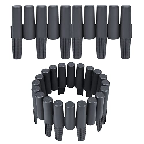 NAIZY Rasenkante 5,6m Kunststoff Beeteinfassung Holzoptik Beetumrandung aus Polypropylen 28x24cm per stück Gartenpalisade Spleißbar Mähkante Palisade Garten Deko (20 Stück, Anthrazit)