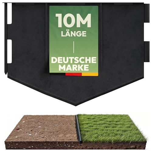 LAINFELD Flexible Rasenkante | 10 Meter Beetbegrenzung | Kunststoff Mähkante zum einschlagen | Beetabgrenzung Rasenkantenband Rasenkanten Mäh Kante