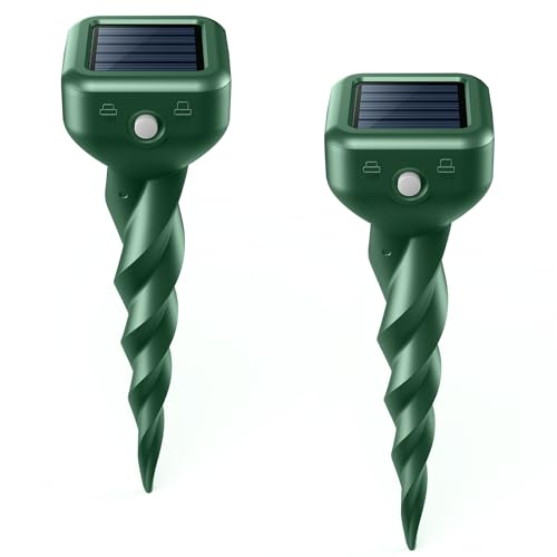 Solar Maulwurf Vertreiber & Maulwurfvertreiber [2er Pack] - Wasserdicht IP65, 3-Fach Vibration, Solarbetrieben Wühlmaus Vertreiber für Garten, Rasen, Hof, Bauernhof