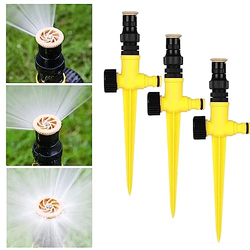Garten Sprinkler, Rasensprenger 360° Automatische Drehbarer Gartensprenger, 3Pcs Garten Rasensprenger, Wassersprenger Einstellbar Bewässerungssystem für Rasen Pflanzen Gemüse Blumen Pastorale