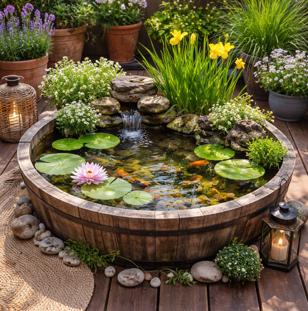 Das Foto zeigt einen Miniteich